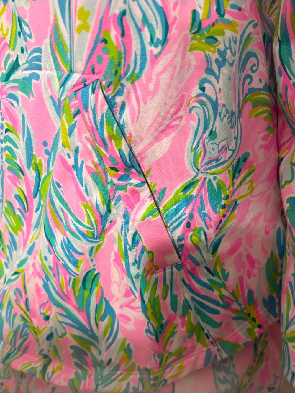 Lilly Pulitzer Pink/Multicolor Palm Print Half-Zip Skipper Popover top and skort - Picture 3 of 4